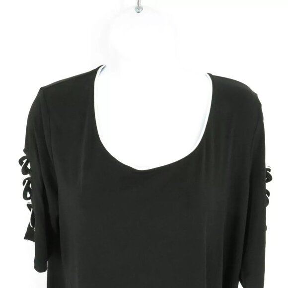 JM Collection Black Top Lattice Sleeve Detail Medium NWT $54.50 - Picture 3 of 7